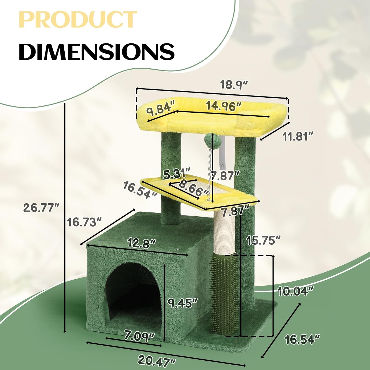 VINGLI Cat Tree, 27 inch Small Cat Tower with Scratching Post and Pad, Cat Condo for Indoor Kittens Padded Top Bed, Cats Indoor Activity Center