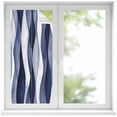 thumbnail image 2 of Navy Blue Window Privacy Film, Modern Moire Abstract Ripple Geometric Static Cling UV Sun Blocking Tint Film Heat Control Windows Films for Bedroom Bathroom, Window Stickers 17.7"x39.3", 2 of 8