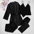 thumbnail image 6 of Women's 4 Piece Soft Satin Pajama Set Sleepwear Black L, 6 of 6