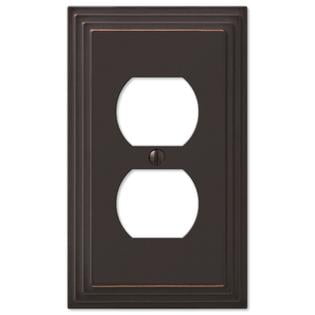 Step Design Duplex Wall Switch Plate Outlet Cover - Oil Rubbed