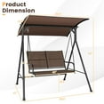 thumbnail image 3 of Aimee Lii 2 Person Porch Swing with Adjustable Canopy and Padded Seat, Outdoor Swing for Adults, Brown, 3 of 7