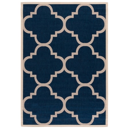 Safavieh Courtyard Becky Geometric Indoor/Outdoor Area Rug Navy/Beige 5 3 x 7 7