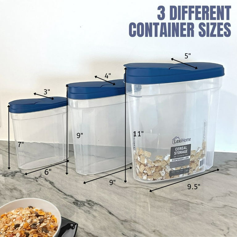 3 Piece Plastic Cereal Dispenser Dry Food Storage Container Set, Blue, 3 PC  - Kroger
