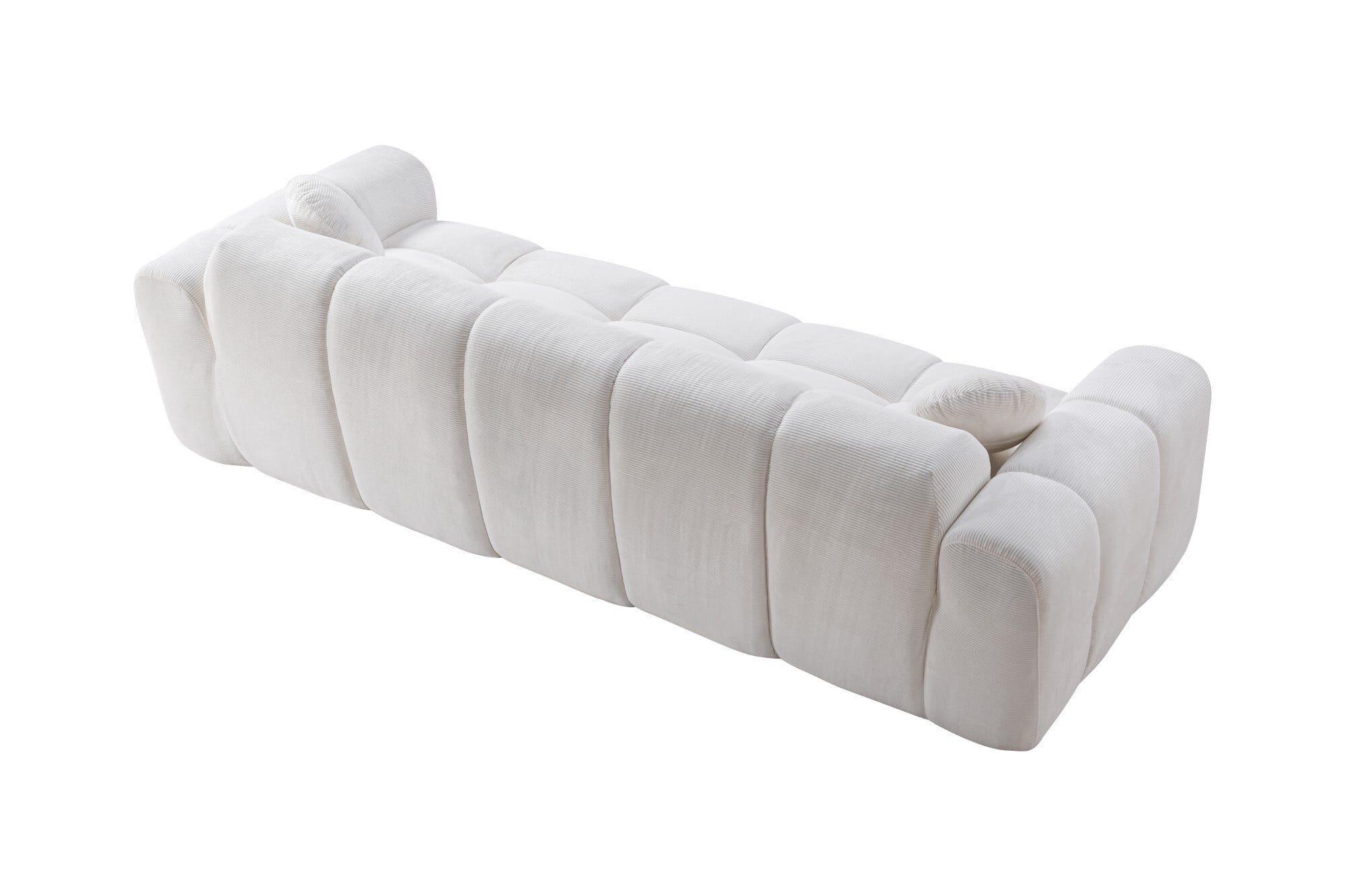 AENKYO 98" Corduroy Cloud Puff Sofa, Modern 4-Seater Bubble Block Couch, No Assembly, Creamy White