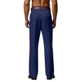 thumbnail image 4 of Mens Linen Cotton Pants Pleated Front Relaxed Fit Casual Beach Trousers with 4 Pockets Navy M, 4 of 5