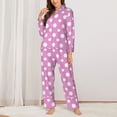 thumbnail image 2 of Pofeuu Purple And White Polka Dot Print Womens Pajamas Set Long Sleeve Sleepwear Button Down Nightwear Soft Pj Lounge Sets Button Down Pajamas Women-Large, 2 of 7