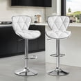 thumbnail image 3 of YEXJ Bar Stools Set of 2, Island Chairs Shell Back, PU Leather Adjustable Barstools, Swivel Bar Chairs with Footrest for Home Kitchen, White, 3 of 10