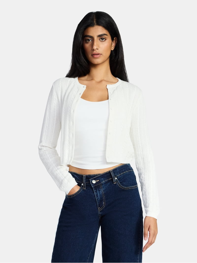 Madden NYC Women's Cable Cardigan, Sizes XXS-XXL - Walmart.com