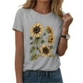 thumbnail image 4 of Zhden T Shirts for Women Cute Flower Short Sleeve Tee Tops Sunflower Graphic Shirt Casual Summer loose Fit T Shirt（Light Gray,XL）, 4 of 6