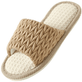 thumbnail image 2 of Casual Linen Women's Slippers Slip On House Indoors Slippers Anti-Skid Rubber Sole Lightweight Lined Chenille Slippers Perfect for Hotel Lounge Bedroon Shoes Footwear, 2 of 4