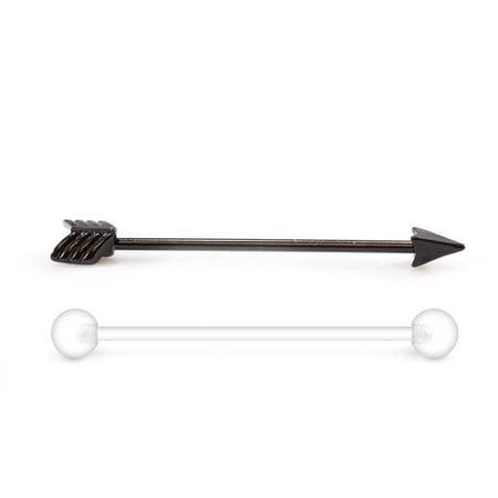 - Arrow Industrial Barbell Jewelry 14G 38mm With Clear Industrial Retainer