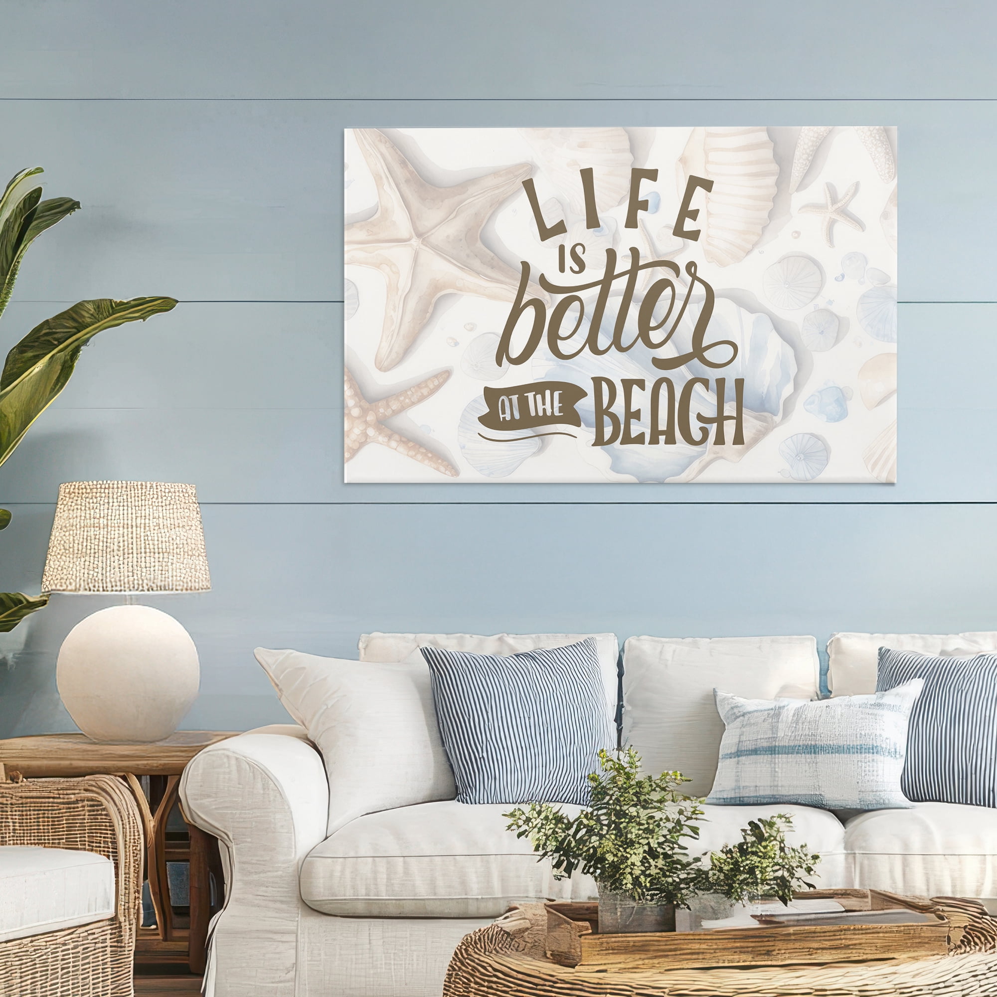 Stupell Industries Better At Beach Seashells Canvas Wall Art, design by Kim Allen