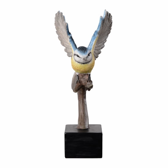 Blue Tit On Branch Lifelike Resin Bird Home Tabletop Decor