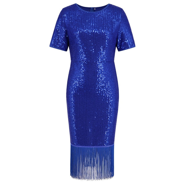 New Solid Color Round Neck Cropped Sleeve Tassel Dress New Solid Color Round Neck Cropped Sleeve Tassel Dress