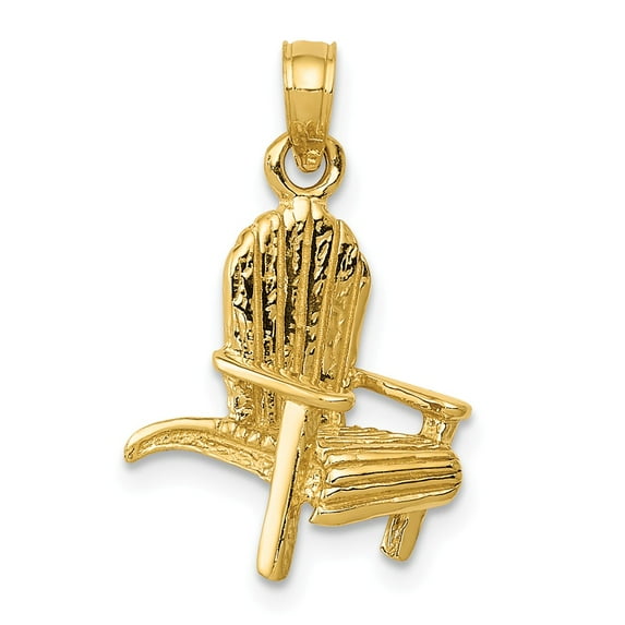14K Yellow Gold Charm Pendant 22 mm 18 Adirondack Beach Chair