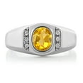 thumbnail image 2 of Gem Stone King Men's 925 Sterling Silver Oval Yellow Citrine and White Created Sapphire Ring (1.16 Cttw), 2 of 6