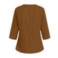thumbnail image 5 of vigerkar Women's Casual 3/4 Sleeve T Shirts Button V Neck Basic Tee Tops Loose Fit Summer Shirt Beach Vacation Outfits Coffee, XL, 5 of 7