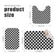 thumbnail image 3 of Black and White Checkered Pattern Bathroom Rug Set 3 Piece,Non-Slip Bath Mat Set with U-Shaped Contour and Runner Soft Absorbent Washable, 3 of 5