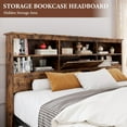 thumbnail image 6 of Garvee King Size Storage Wooden Bed Frame with Bookcase Headboard, 4 Drawers, Heavy-Duty Metal Slats, No Box Spring Needed, Rustic Style, Vintage Brown, 6 of 8