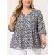 thumbnail image 2 of Blusa Agnes Orinda Blucon Floral Péplum Cuello V Azul Marino XL, 2 of 5