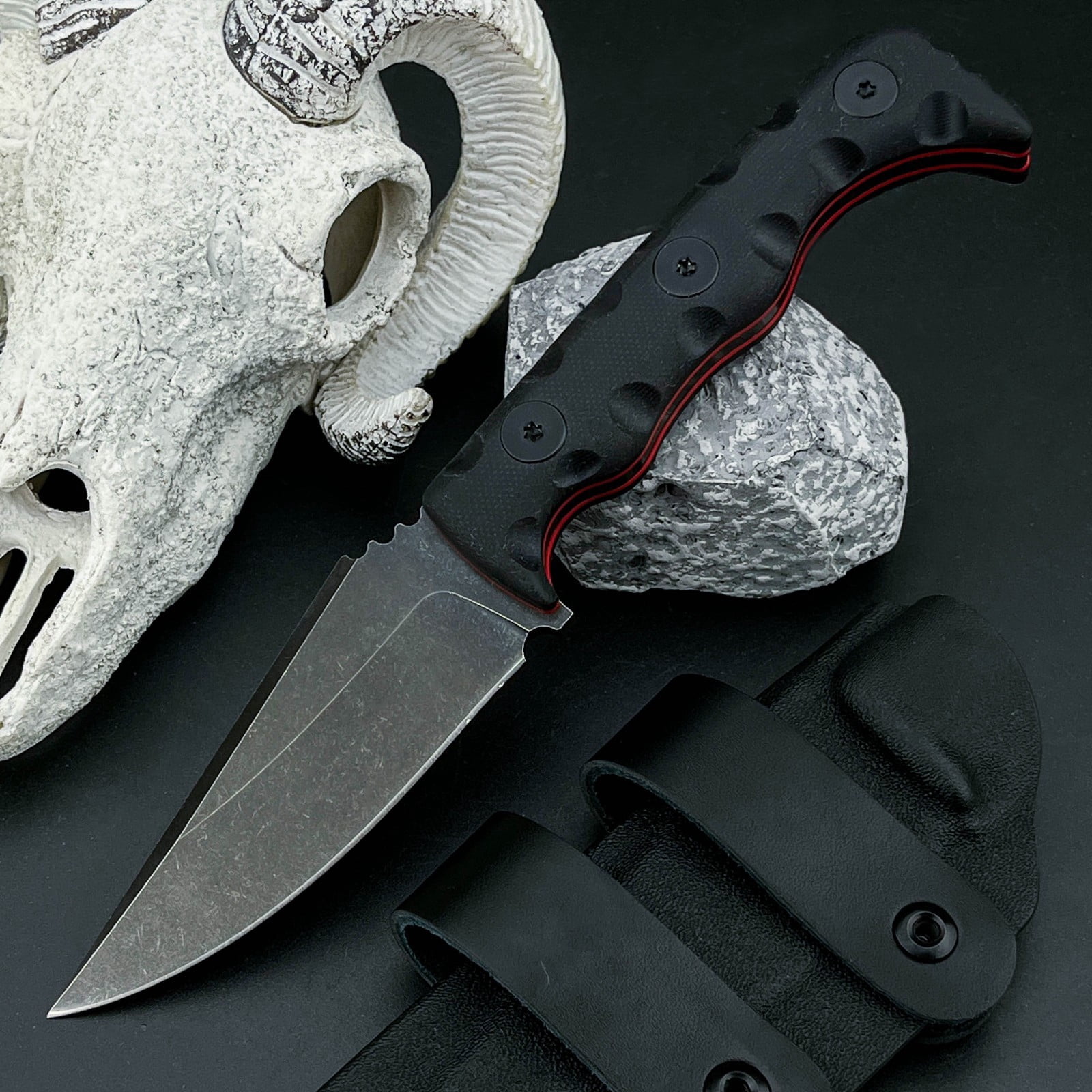 Fixed Blade Knife with Nylon Handle Sheath, Utility Tool for Camping Hiking