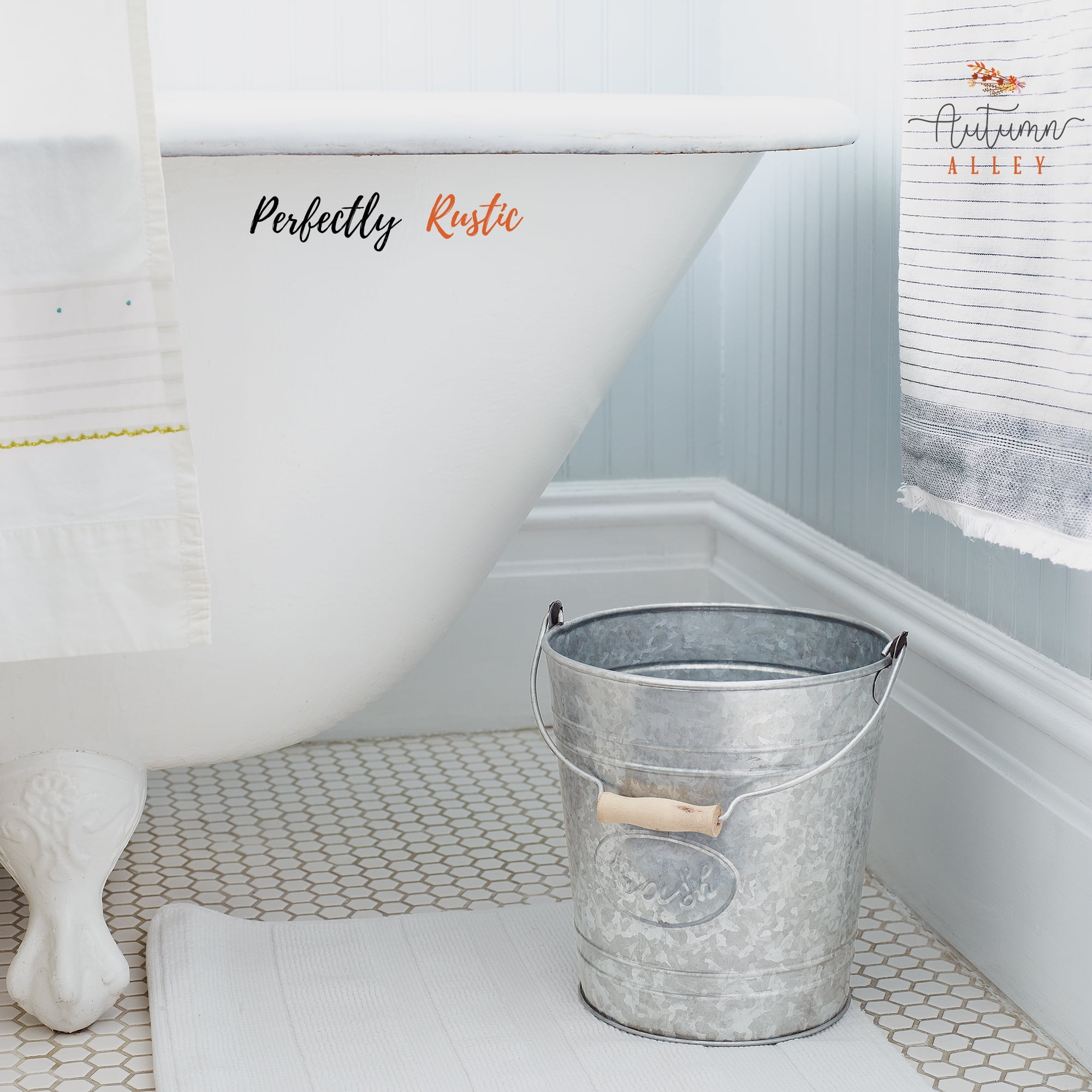 Autumn Alley Farmhouse Galvanized Trash Can Pail Rustic Bathroom Accessories