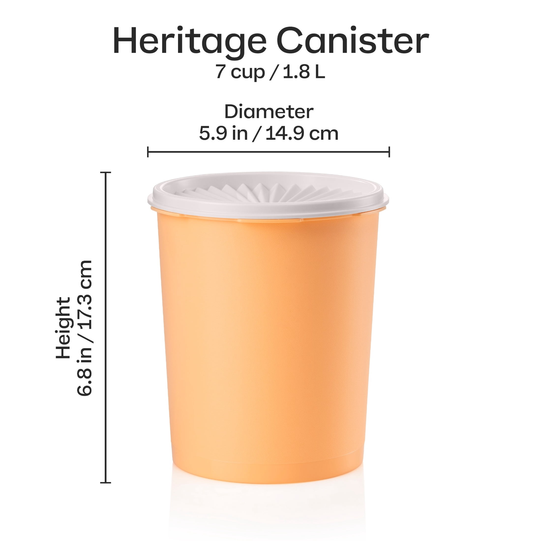 (3 pack) Tupperware Heritage 7-Cup Food Storage Canister with Lid, Peach