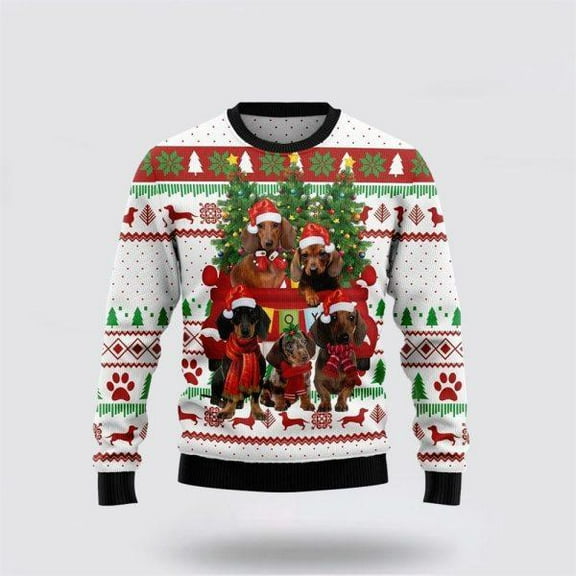 Dachshund Dog Red Truck Christmas Sweater – Dog Lover Christmas Sweater