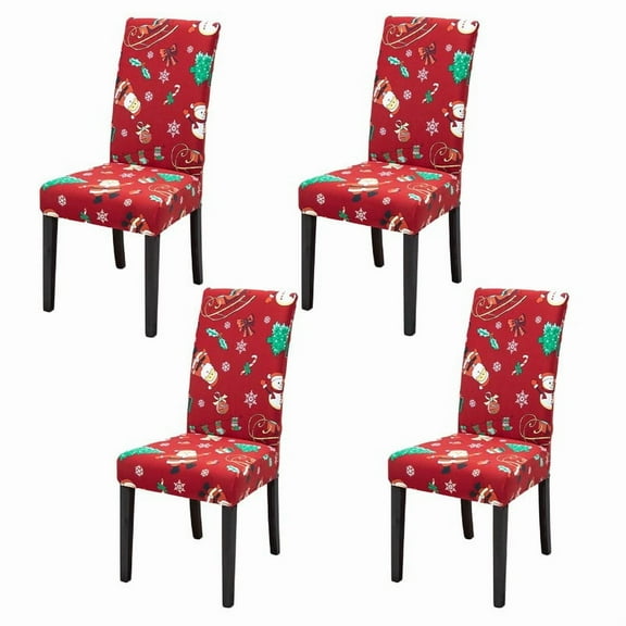 TOPCHANCES Dinner Chair Covers Set of 4, Stretch Chair Covers for Dining Room, Christmas Chair Protector Slipcovers (#01)