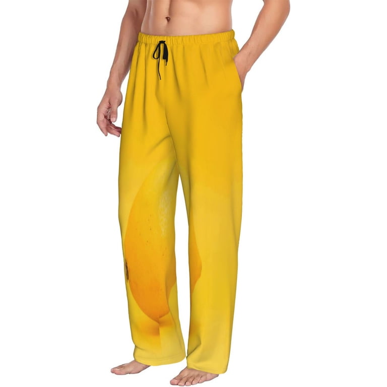 Disketp Yellow Lemon Men'S Pajama Pants - Ultra Soft Fleece Sleep