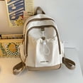 thumbnail image 2 of FUZHIQ Two Tone Drawstring School Backpack for Ages 3rd 4th 5th 6th Grade Lightweight Soft Fabric Daily Campus Daypack, White, 2 of 4