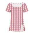 thumbnail image 3 of Raeneomay Split Hem Shirt and Oversized T Shirts Women's Short Sleeved Printed Neck Button Open Hem T-Shirt Top, 3 of 4