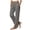 Gray, variant on Linen Straight Leg Pants for Women Elastic High Waist Side Split Button Hem Casual Trousers with Side Pockets