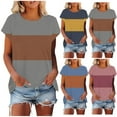 thumbnail image 1 of Top marrón,Blusa informal estampada para mujer, manga corta, cuello redondo, poliéster, cómoda y ligera para uso diario, sopatenor, 1 of 9
