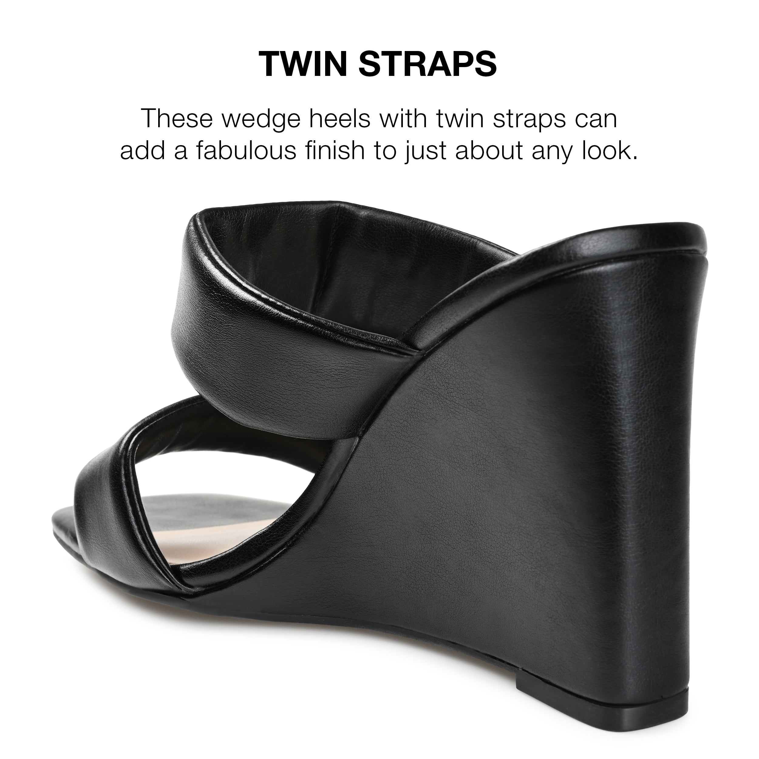 Journee Collection Womens Kailee Tru Comfort Foam Slip On Open Square Toe Wedge Sandals