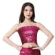 thumbnail image 2 of Top de tubo con lentejuelas para danza del vientre, top corto de tubo, blusa de moda con hombros descubiertos para mujer Rosa roja, 2 of 9