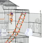 Renwick 39H Metal Bird Cage Large Roof Top Huge House for Small Birds, Black