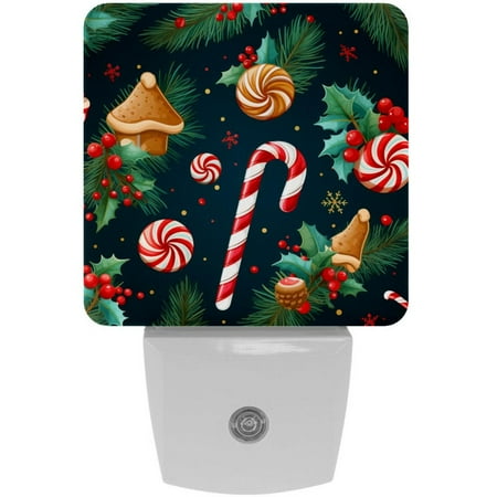 

Christmas Candy Cane LED Night Lights Dusk To Dawn Smart Sensor 0.5W Plug-In Night Lights Lamp For Bedroom Bathroom Kitchen Hallway Stairs 2Pack