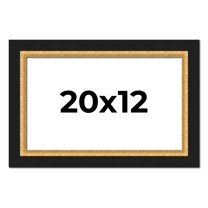 20x12 Frame Gold Real Wood Picture Frame Width 2.25 Inches | Interior Frame Depth 0.5 Inches |