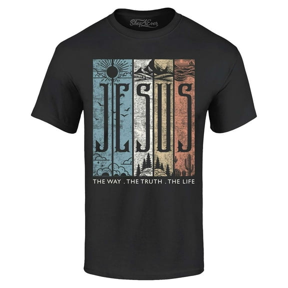 Shop4Ever Men's Jesus The Way The Life The Truth Graphic T-shirt XX-Large Black