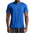 thumbnail image 2 of ZCFZJW Mens Gym T-Shirts Casual Summer Short Sleeve Solid Color Crew Neck Basic Workout Tees Tops Trendy Moisture-Wicking Tshirt Blue XXXL, 2 of 6