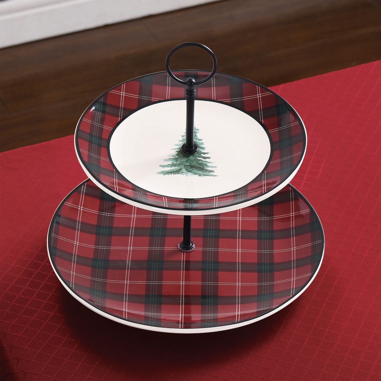 Holiday Time Assiette de service à 2 niveaux