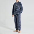 thumbnail image 2 of successthop Pajamas for Men Sets Flannel Fleece Long Sleeve Button Down Tops with Pants Winter Solid Loungewear, 2 of 9