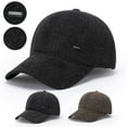 thumbnail image 3 of Boc Baseball Cap Adjustable with Fold Earmuff Comfortable Windproof Fine Texture Ear Protection Thickened Men Winter Hat with Brim Ea, 3 of 10