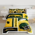 thumbnail image 2 of jejeloiu Rugby Football City Full Size Comforter Sets,Green Yellow Bedding Sets For Ball Lover Reversible 3-Piece, 2 of 8