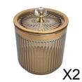 thumbnail image 1 of 2x Recipiente Para Almohadillas De Algodón Redondas Con Tapa Dispensador De Bolas De Algodón Para Tocador Marrón, 1 of 8