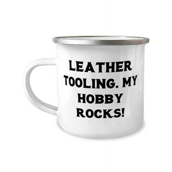 Leather Tooling. My Hobby Rocks! Leather Tooling 12oz Camper Mug, Unique Leather Tooling Gifts, For Men Women