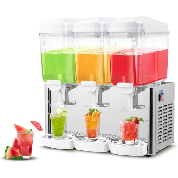 ROVSUN 14.4 Gallon/54L Commercial Beverage Dispenser Drink Dispenser, 18L X 3 Tanks Commercial Juice Dispenser Stainless Steel with Thermostat Controller for Home Restaurant Bar Party 110V/60HZ
