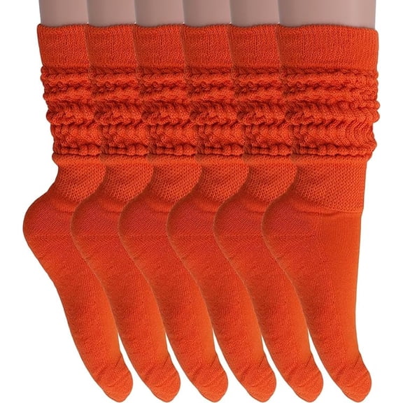 Halloween Orange Sock Cotton Heavy Slouch Socks 6 Pair