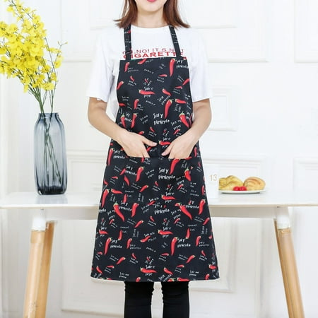 

STEADY Women Casual Print Cooking Chef Kitchen Restaurant Bib Apron Dress Pocket Apron Red